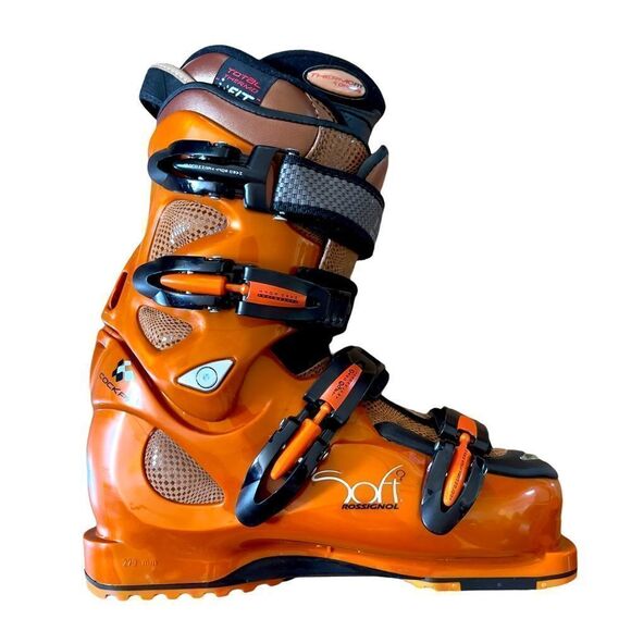 ROSSIGNOL Skiboots Orange/Leather Size 23.5 (6.5) NEW IN BOX - Picture 1 of 16